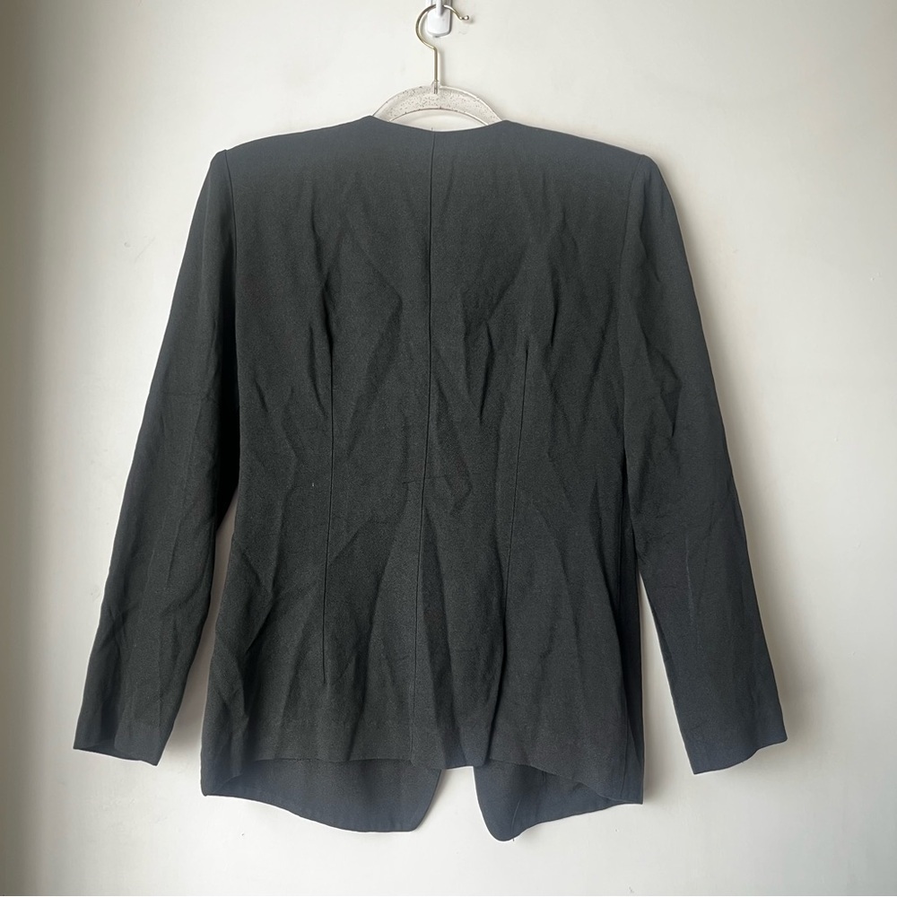 Vintage 90s Petite Sophisticate Black & White Wrap Blazer Top 6P - Picture 3 of 3